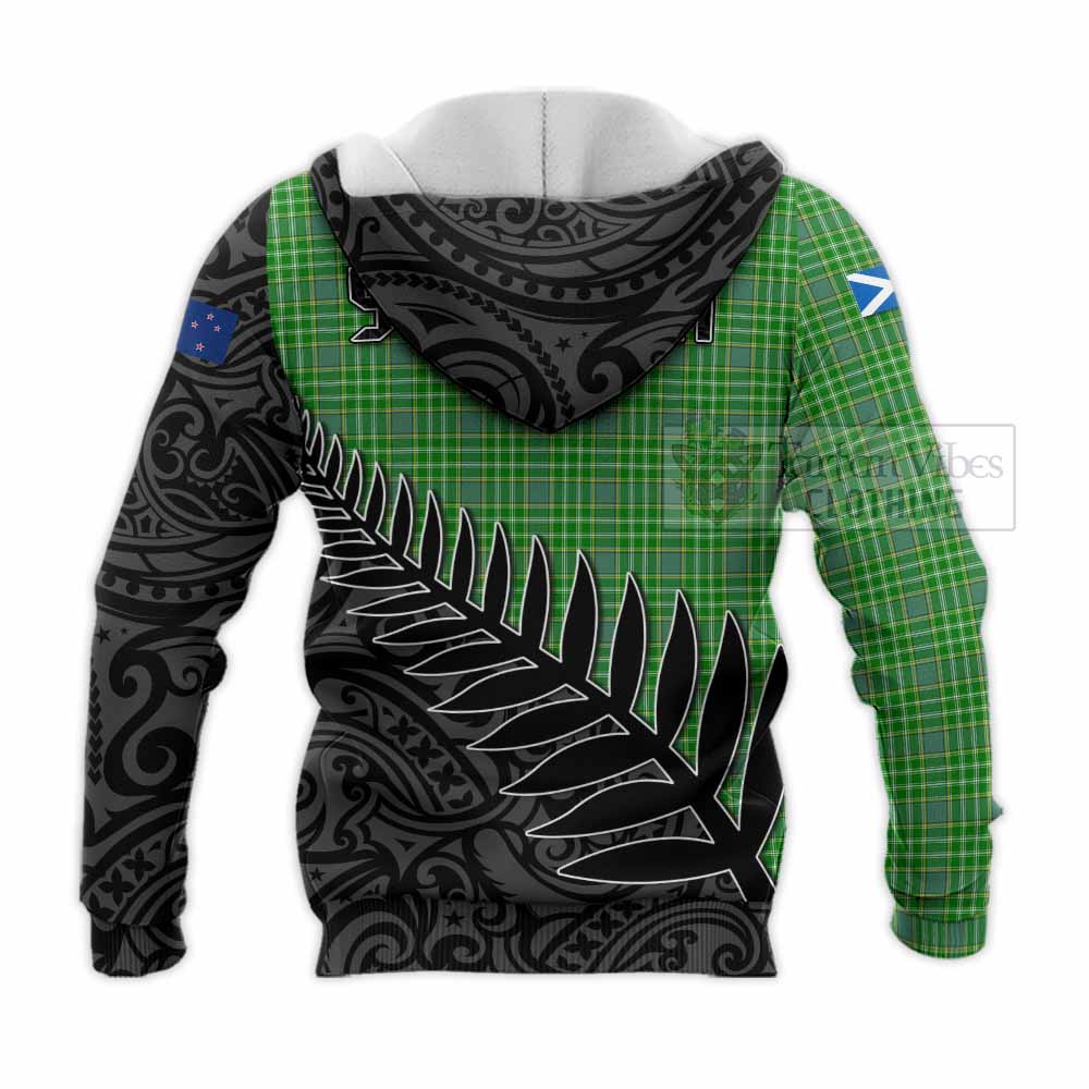 Tartan Vibes Clothing Currie Crest Tartan Knitted Hoodie with New Zealand Silver Fern Half Style