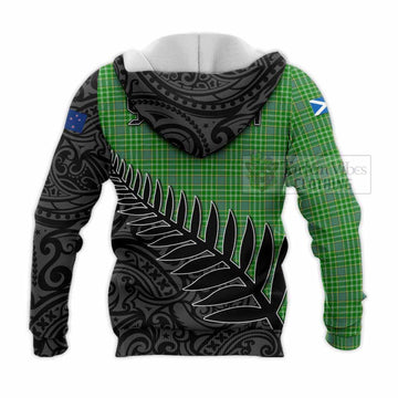 Currie Crest Tartan Knitted Hoodie with New Zealand Silver Fern Half Style