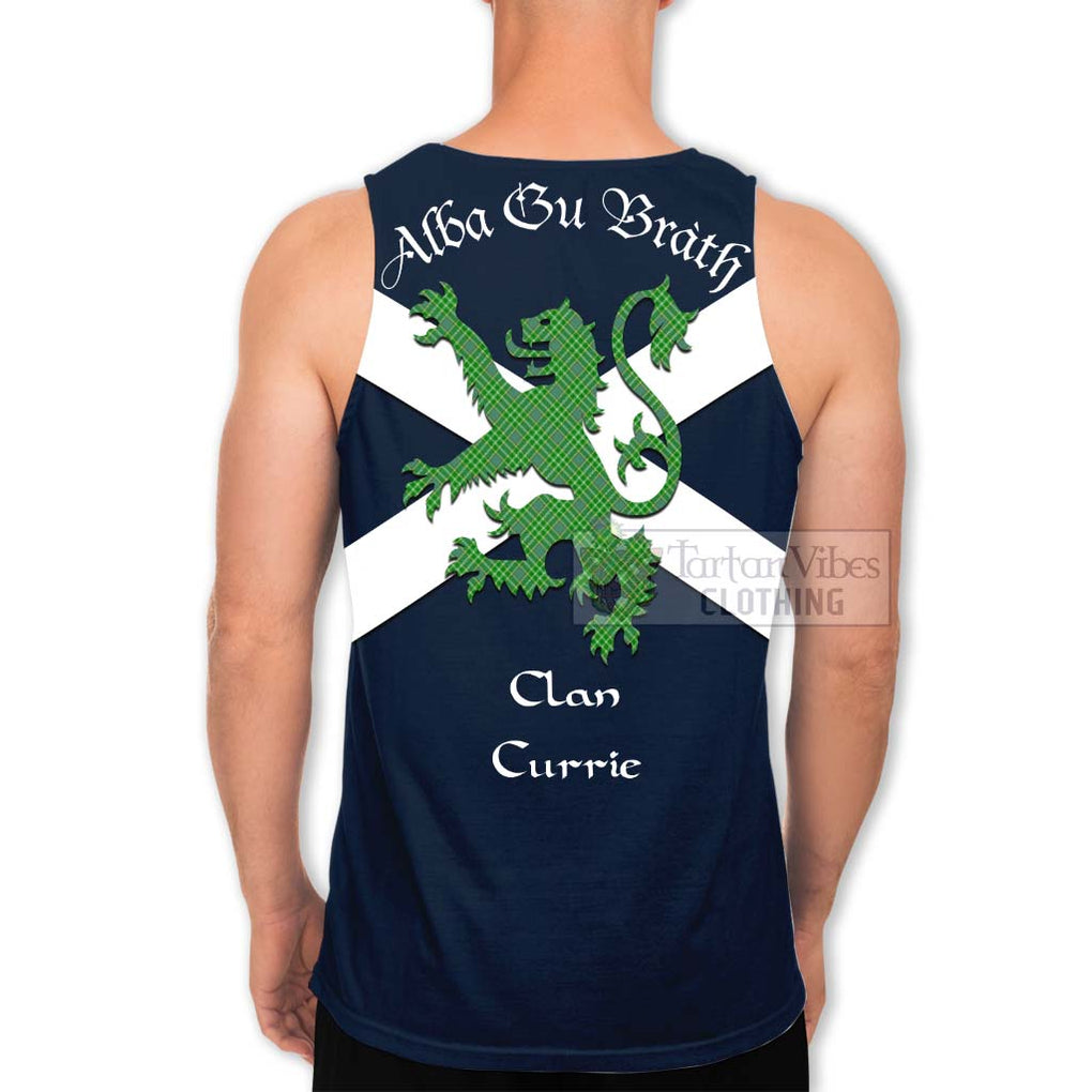 Tartan Vibes Clothing Currie Tartan Lion Rampant Men's Tank Top – Proudly Display Your Heritage with Alba Gu Brath and Clan Name