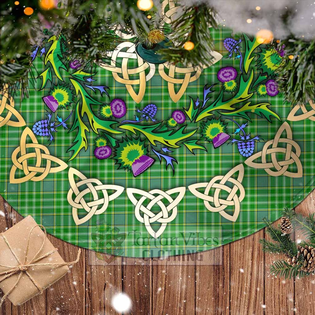 Tartan Vibes Clothing Currie Tartan Christmas Tree Skirt with Thistle Celtic Knot Style