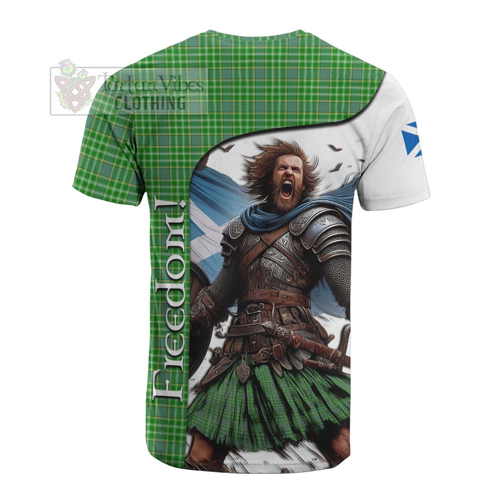 Tartan Vibes Clothing Currie Crest Tartan Cotton T-shirt Inspired by the Freedom of Scottish Warrior