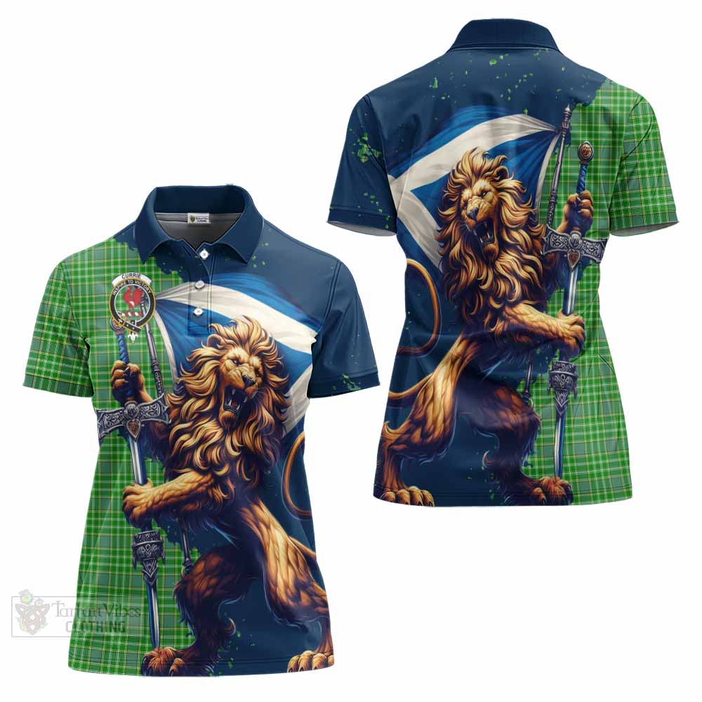 Tartan Vibes Clothing Currie Tartan Family Crest Women's Polo Shirt with Scottish Majestic Lion