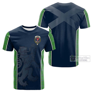 Currie Tartan Cotton T-shirt with Family Crest and Lion Rampant Vibes Sport Style