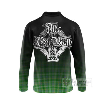 Currie Tartan Long Sleeve Polo Shirt Featuring Alba Gu Brath Family Crest Celtic Inspired