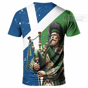 Currie Tartan T-Shirt with Family Crest Scottish Bagpiper Vibes