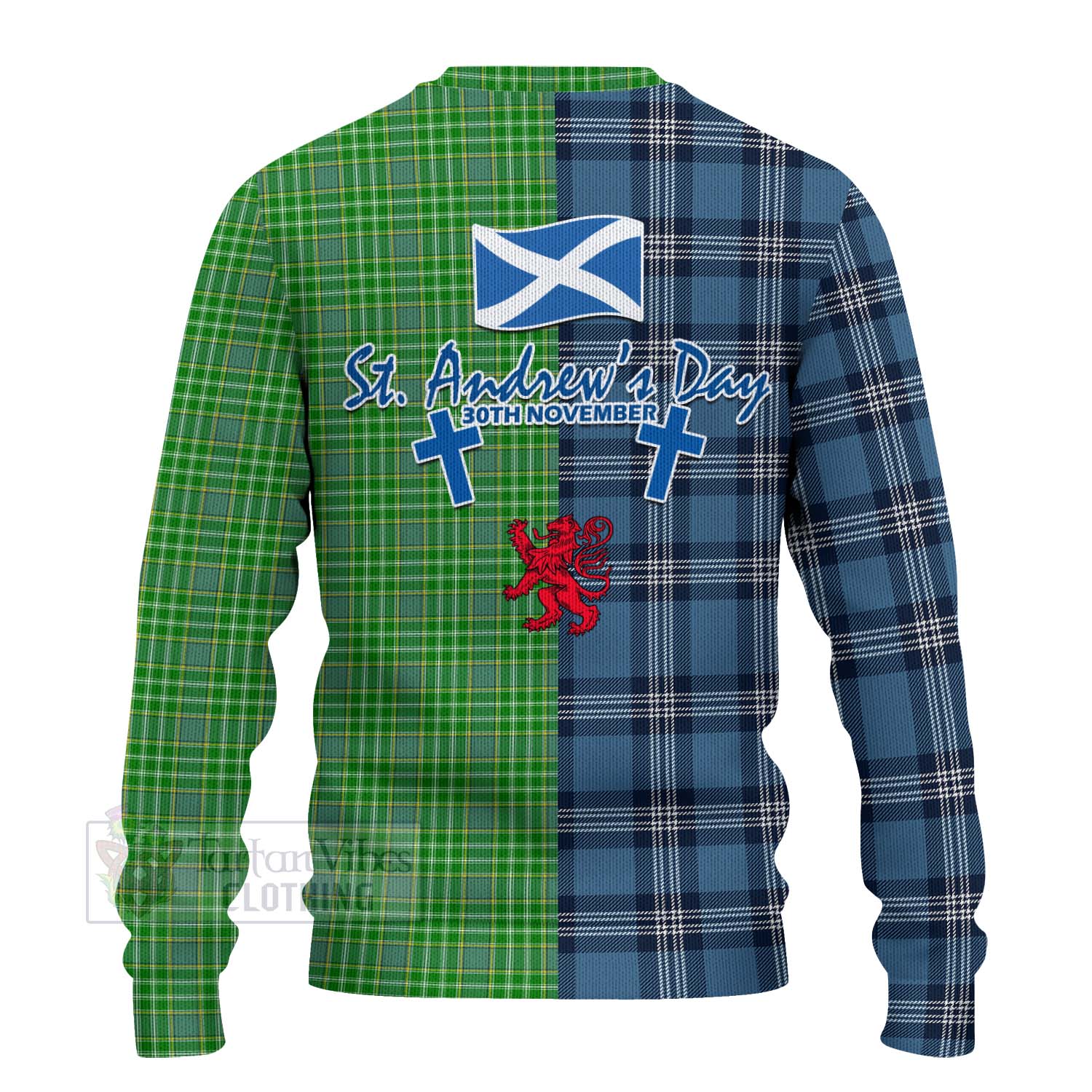 Tartan Vibes Clothing Currie Tartan Knitted Sweater Happy St. Andrew's Day Half Tartan Style