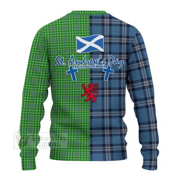 Currie Tartan Knitted Sweater Happy St. Andrew's Day Half Tartan Style