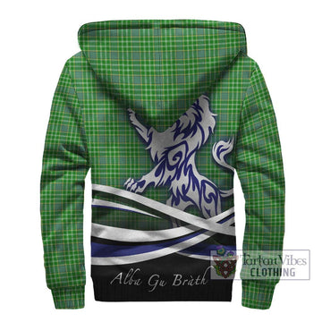 Currie Tartan Sherpa Hoodie with Alba Gu Brath Regal Lion Emblem