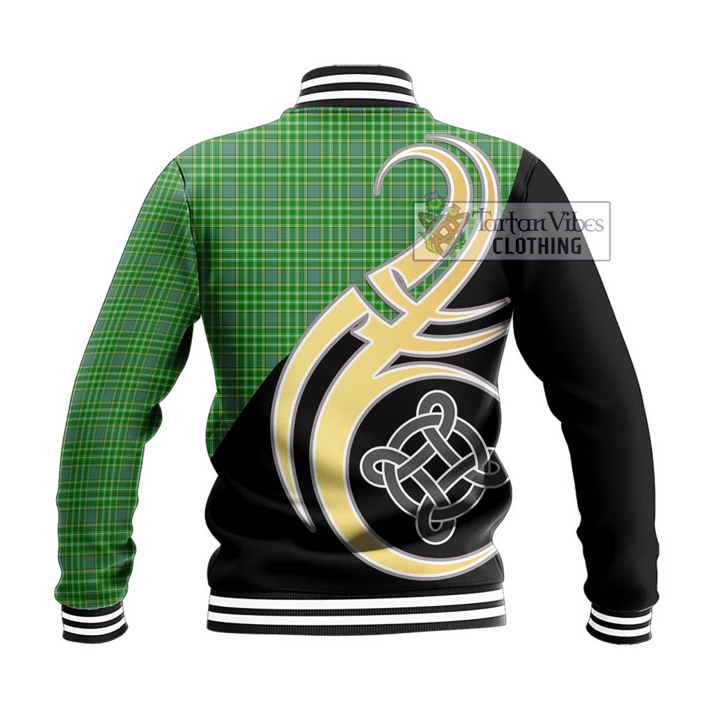 Tartan Vibes Clothing Currie Tartan Baseball Jacket with Family Crest and Celtic Symbol Style