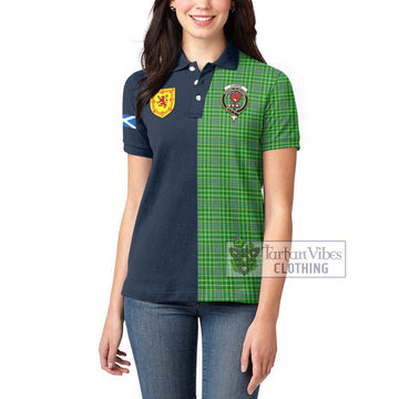 Currie Tartan Women's Polo Shirt Alba with Scottish Lion Royal Arm Half Style