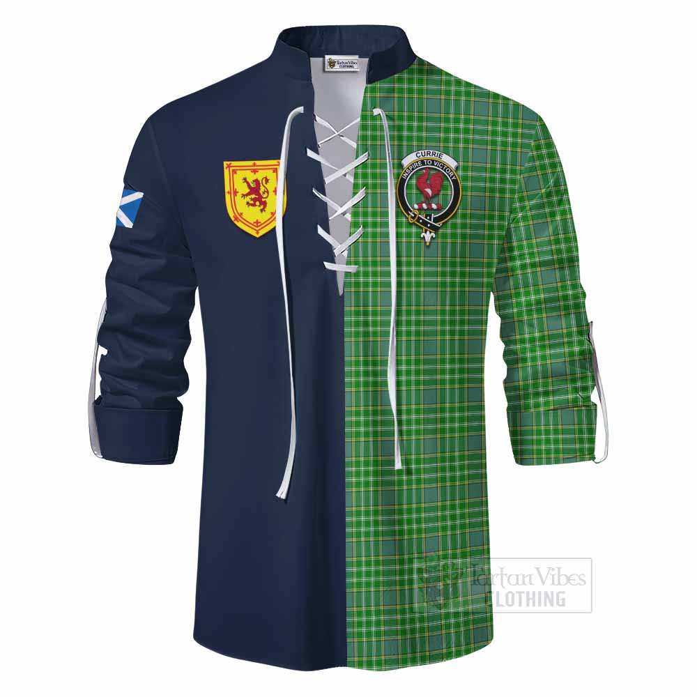 Currie Tartan Ghillie Kilt Shirt Alba with Scottish Lion Royal Arm Half Style