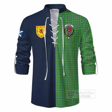 Currie Tartan Ghillie Kilt Shirt Alba with Scottish Lion Royal Arm Half Style