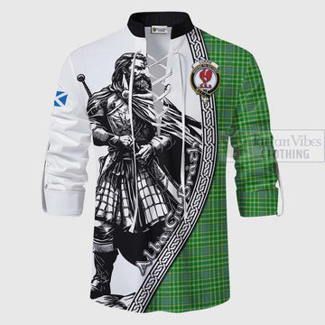 Currie Tartan Clan Crest Ghillie Kilt Shirt with Highlander Warrior Celtic Style