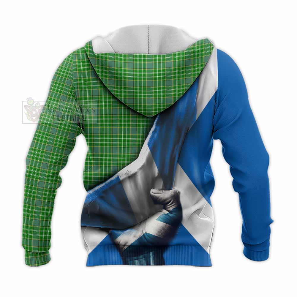 Tartan Vibes Clothing Currie Tartan Knitted Hoodie with Family Crest Scotland Patriotic Style