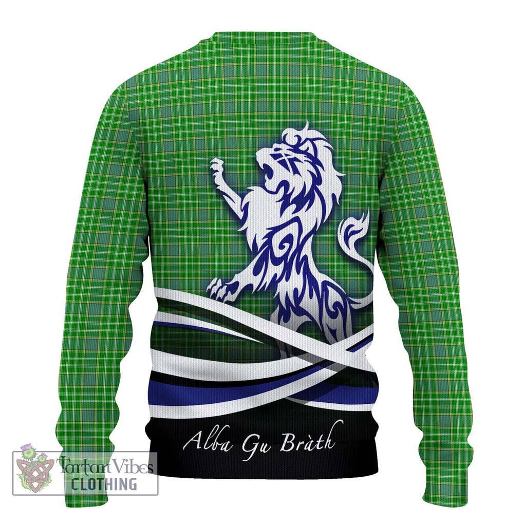 Currie Tartan Knitted Sweater with Alba Gu Brath Regal Lion Emblem - Tartanvibesclothing Shop