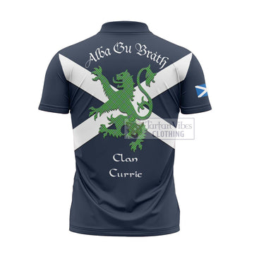 Currie Tartan Lion Rampant Zipper Polo Shirt Proudly Display Your Heritage with Alba Gu Brath and Clan Name