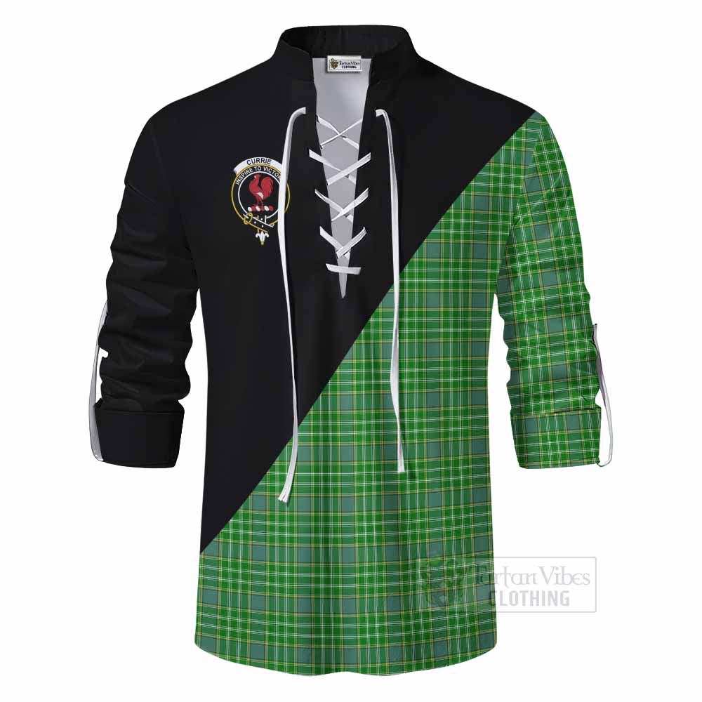 Tartan Vibes Clothing Currie Tartan Ghillie Kilt Shirt with Family Crest and Military Logo Style