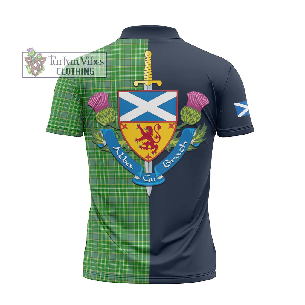 Tartan Vibes Clothing Currie Tartan Zipper Polo Shirt with Scottish Lion Royal Arm Half Style