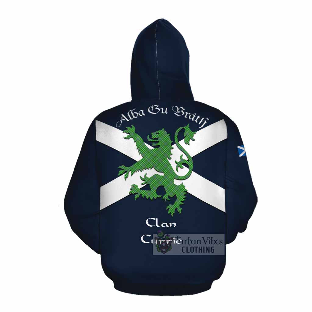 Tartan Vibes Clothing Currie Tartan Lion Rampant Cotton Hoodie Proudly Display Your Heritage with Alba Gu Brath and Clan Name