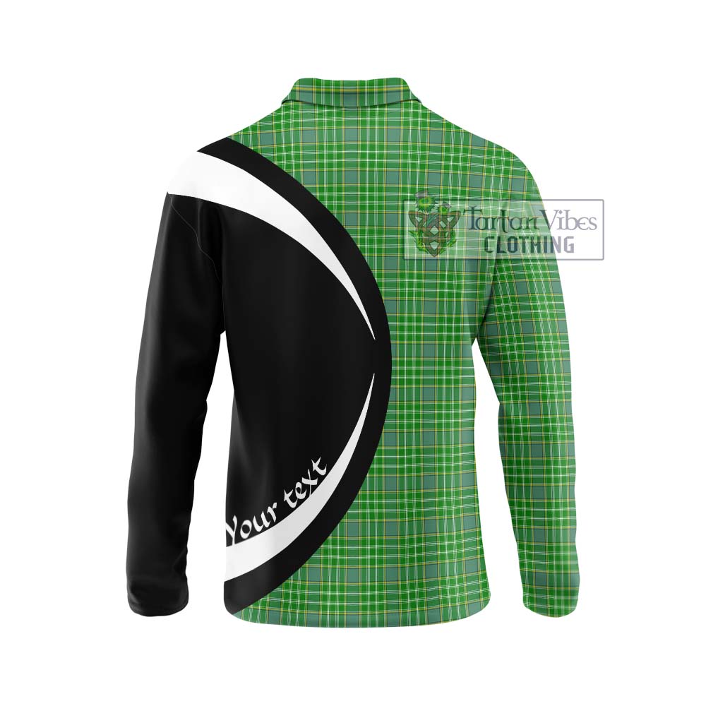 Currie Tartan Long Sleeve Polo Shirt with Family Crest Circle Style - Tartan Vibes Clothing