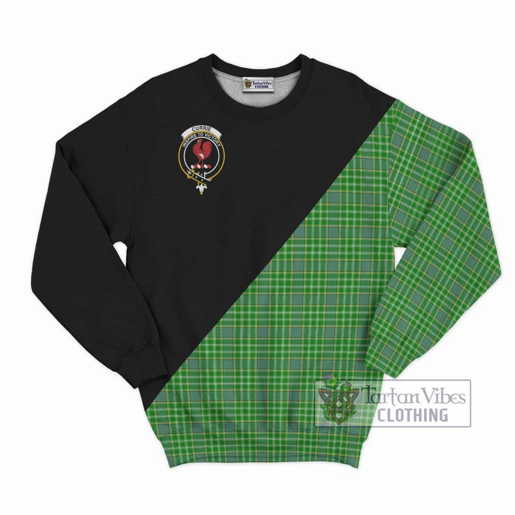 Currie Tartan Sweatshirt with Family Crest and Military Logo Style - Tartanvibesclothing Shop