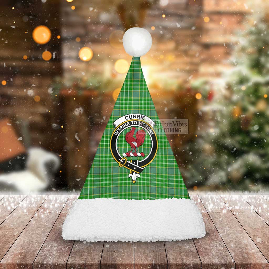 Tartan Vibes Clothing Currie Tartan Christmas Santa Hats with Family Crest