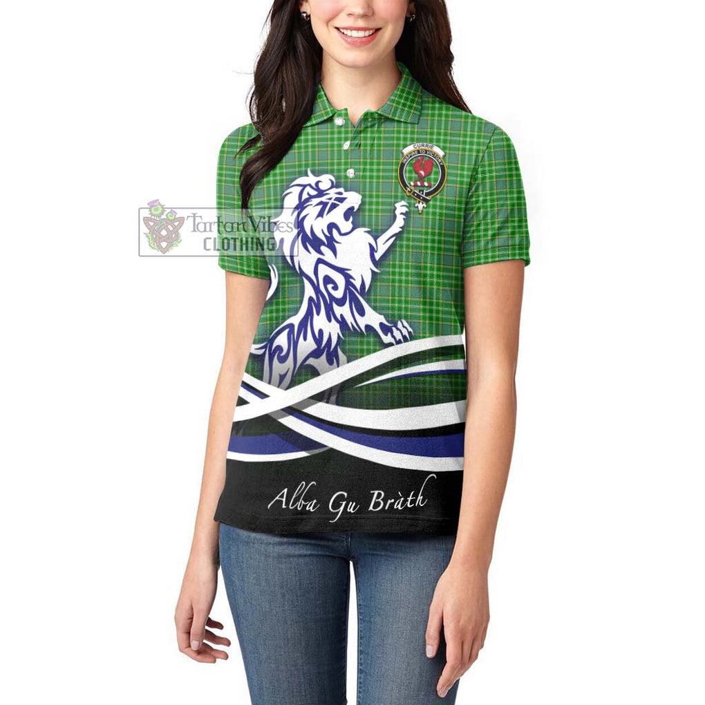 Currie Tartan Women's Polo Shirt with Alba Gu Brath Regal Lion Emblem - Tartanvibesclothing Shop