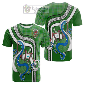 Currie Tartan Cotton T-shirt with Epic Bagpipe Style