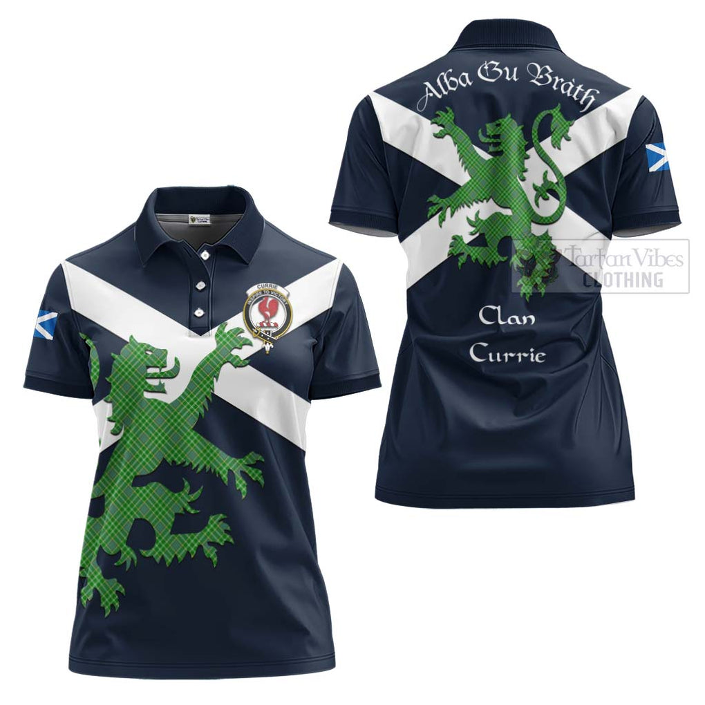 Tartan Vibes Clothing Currie Tartan Lion Rampant Women's Polo Shirt – Proudly Display Your Heritage with Alba Gu Brath and Clan Name