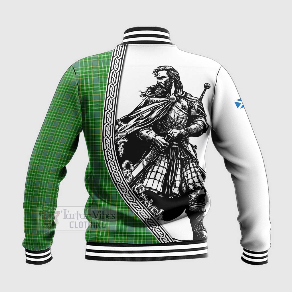 Tartan Vibes Clothing Currie Tartan Clan Crest Baseball Jacket with Highlander Warrior Celtic Style