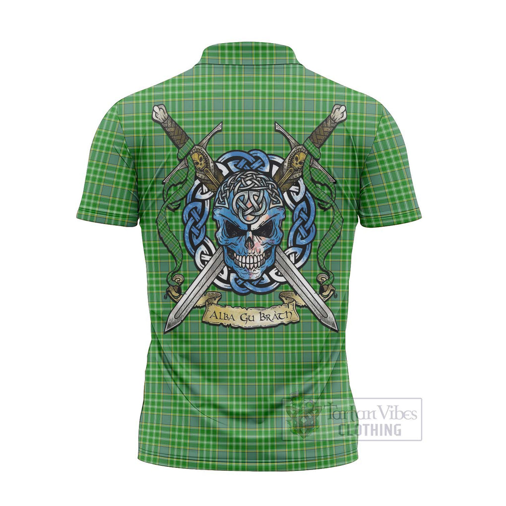 Tartan Vibes Clothing Currie Tartan Zipper Polo Shirt with Family Crest Celtic Skull Style