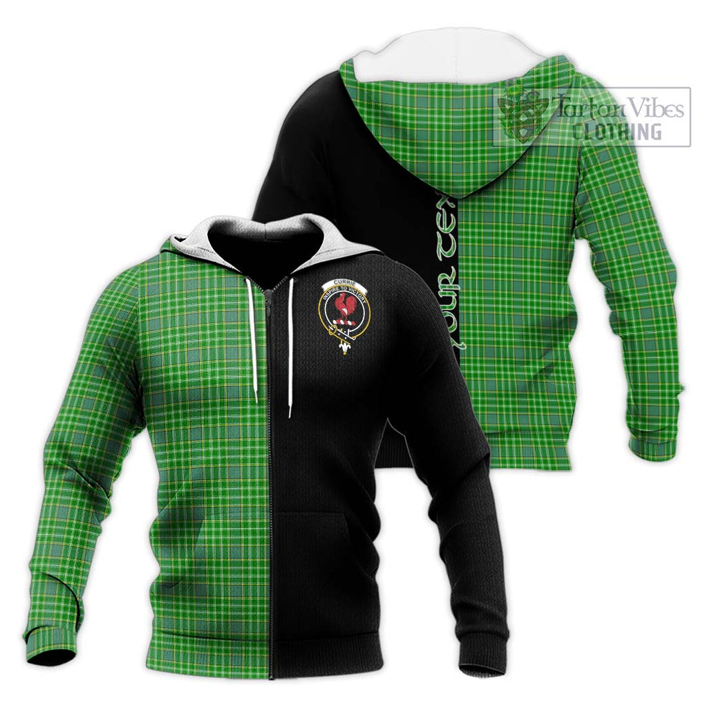 Currie Tartan Knitted Hoodie with Family Crest and Half Of Me Style Unisex Knitted Zip Hoodie - Tartanvibesclothing Shop