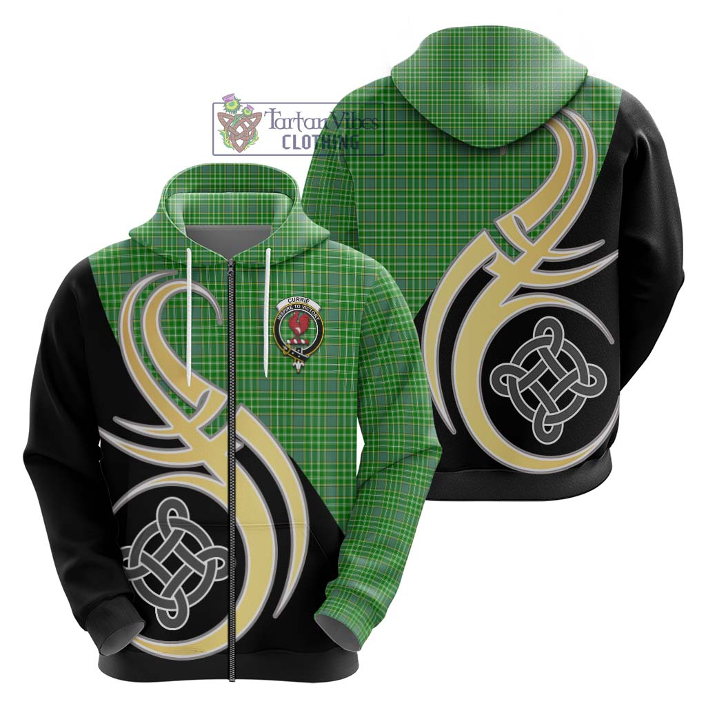 Currie Tartan Hoodie with Family Crest and Celtic Symbol Style - Tartan Vibes Clothing