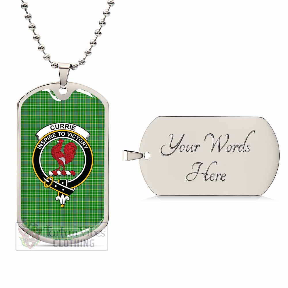 Tartan Vibes Clothing Currie Tartan Dog Tag Necklace with Family Crest