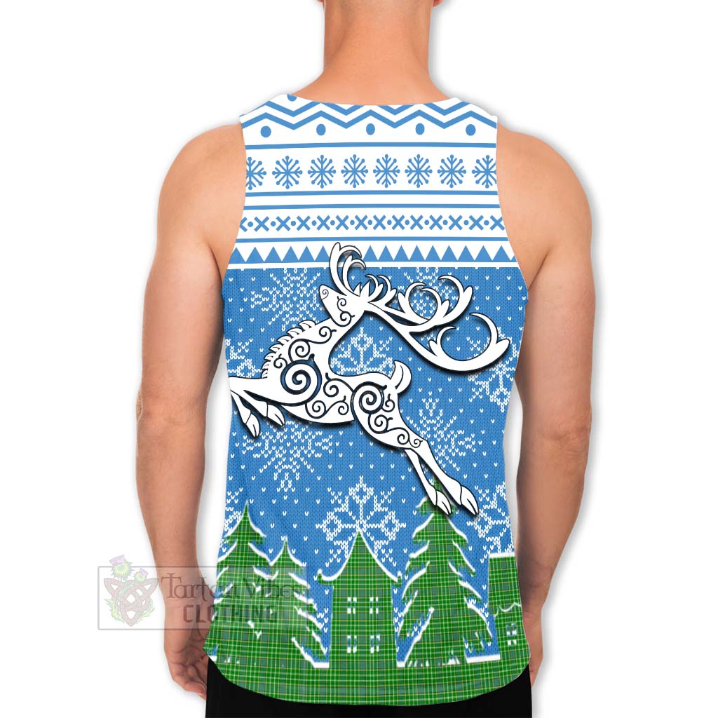 Tartan Vibes Clothing Currie Clan Christmas Men's Tank Top Celtic Reindeer Style