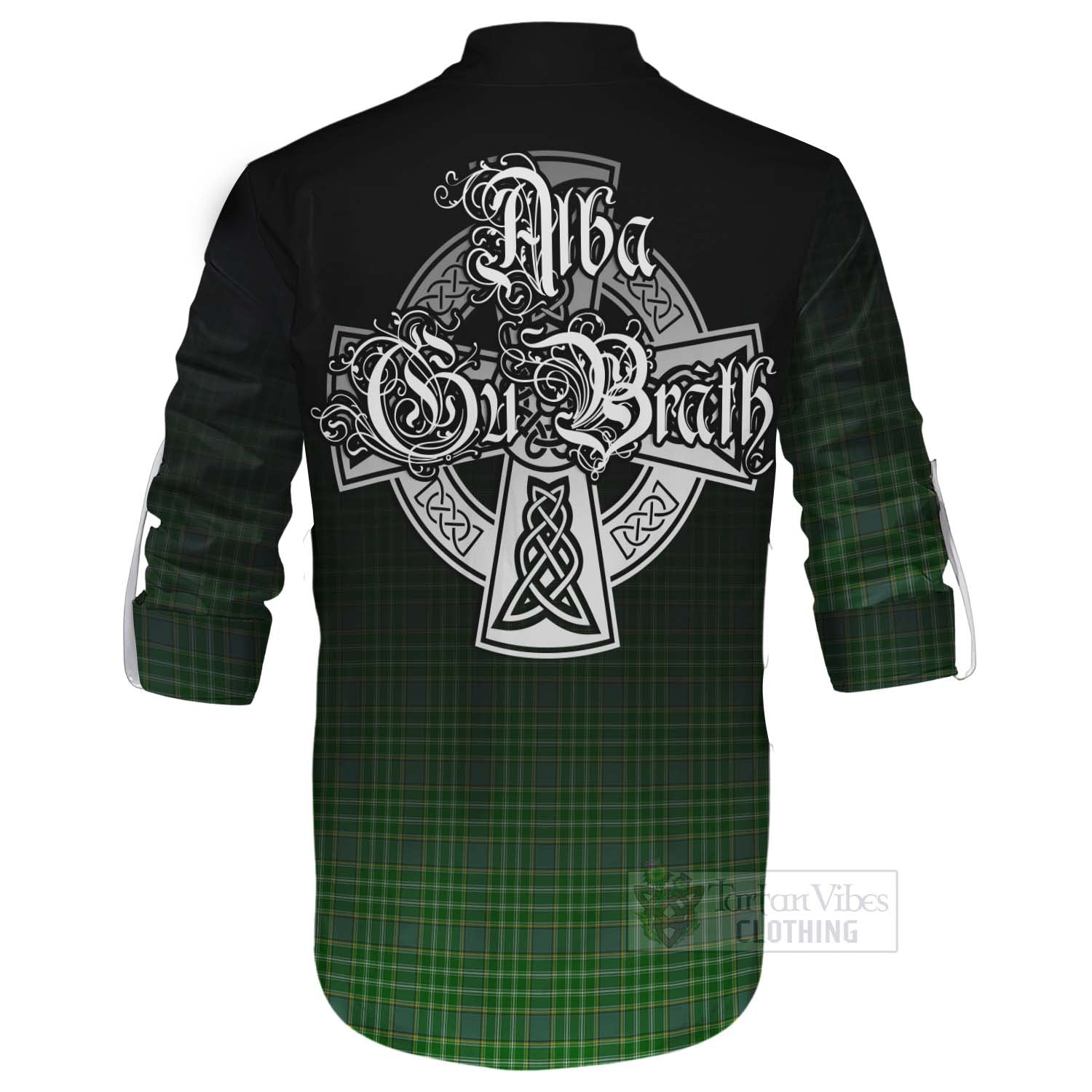 Tartan Vibes Clothing Currie Tartan Ghillie Kilt Shirt Featuring Alba Gu Brath Family Crest Celtic Inspired