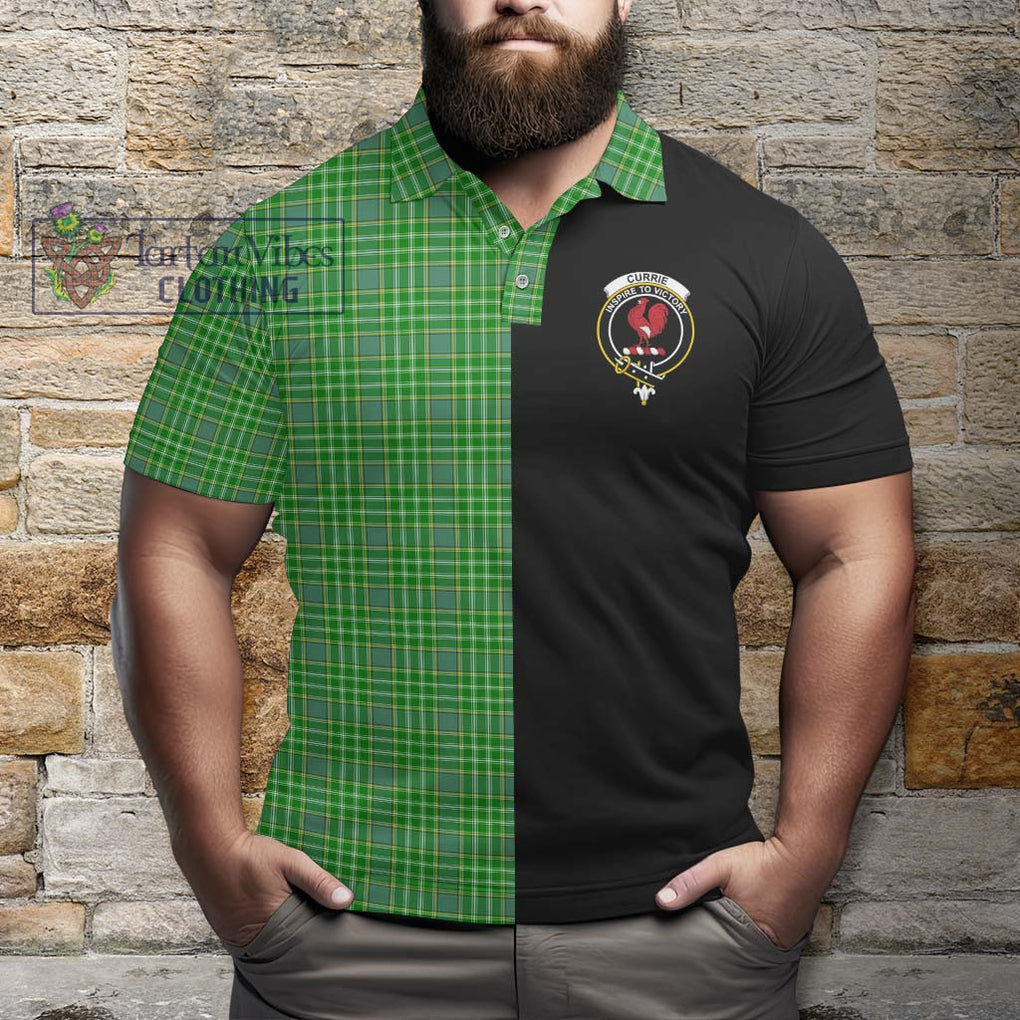 Currie Tartan Polo Shirt with Family Crest and Half Of Me Style - Tartanvibesclothing Shop