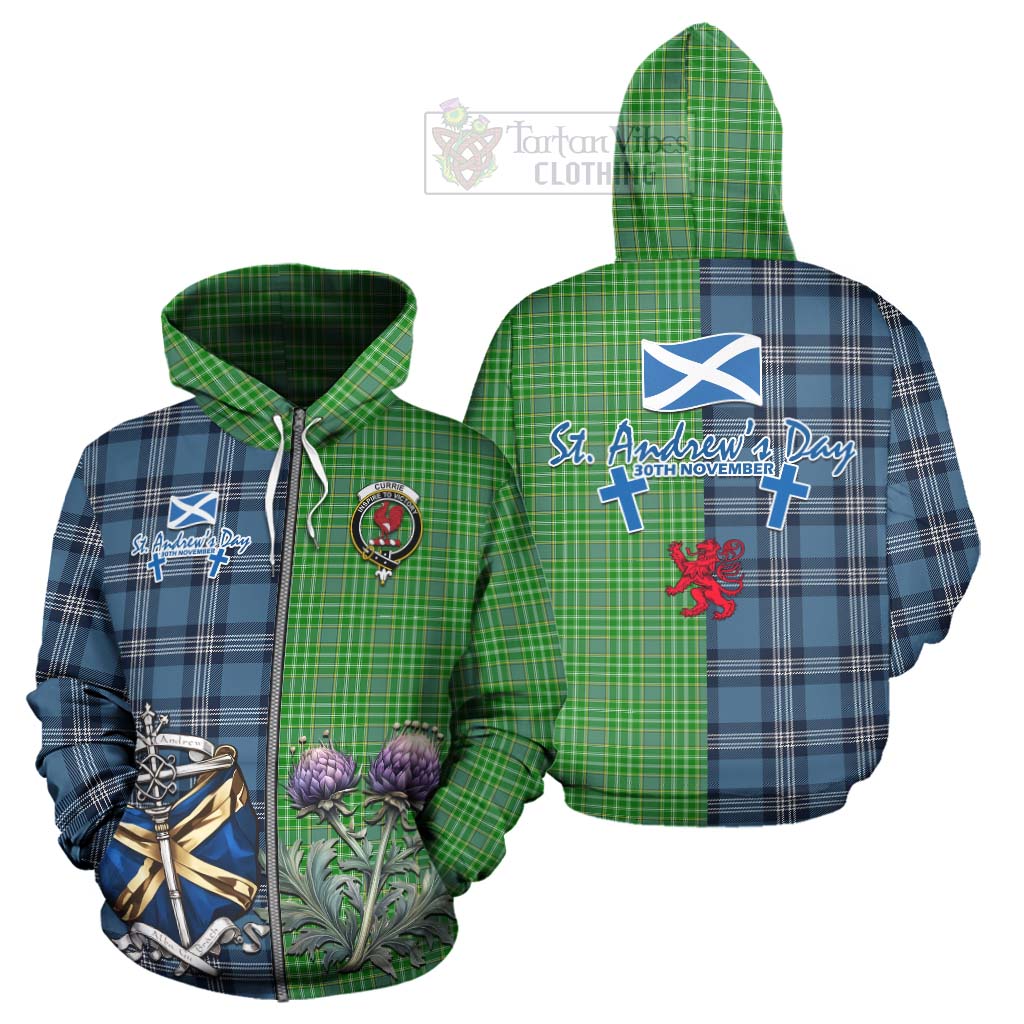 Tartan Vibes Clothing Currie Tartan Hoodie Happy St. Andrew's Day Half Tartan Style