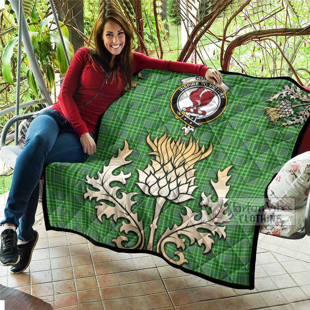 Tartan Vibes Clothing Currie Tartan Quilt with Family Crest and Golden Thistle Style