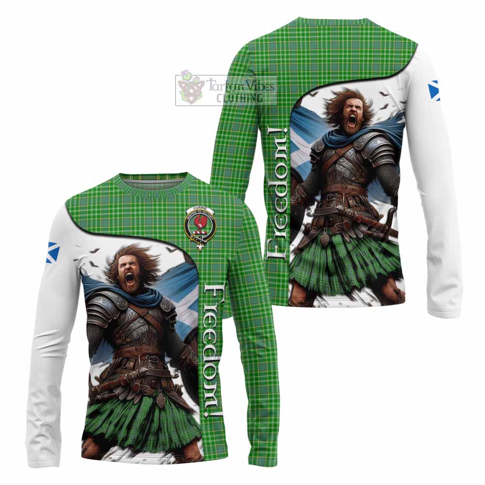 Tartan Vibes Clothing Currie Crest Tartan Long Sleeve T-Shirt Inspired by the Freedom of Scottish Warrior