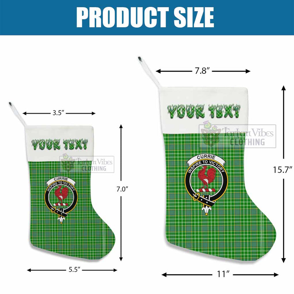 Tartan Vibes Clothing Currie Tartan Family Crest Christmas Stocking with Personalized Text