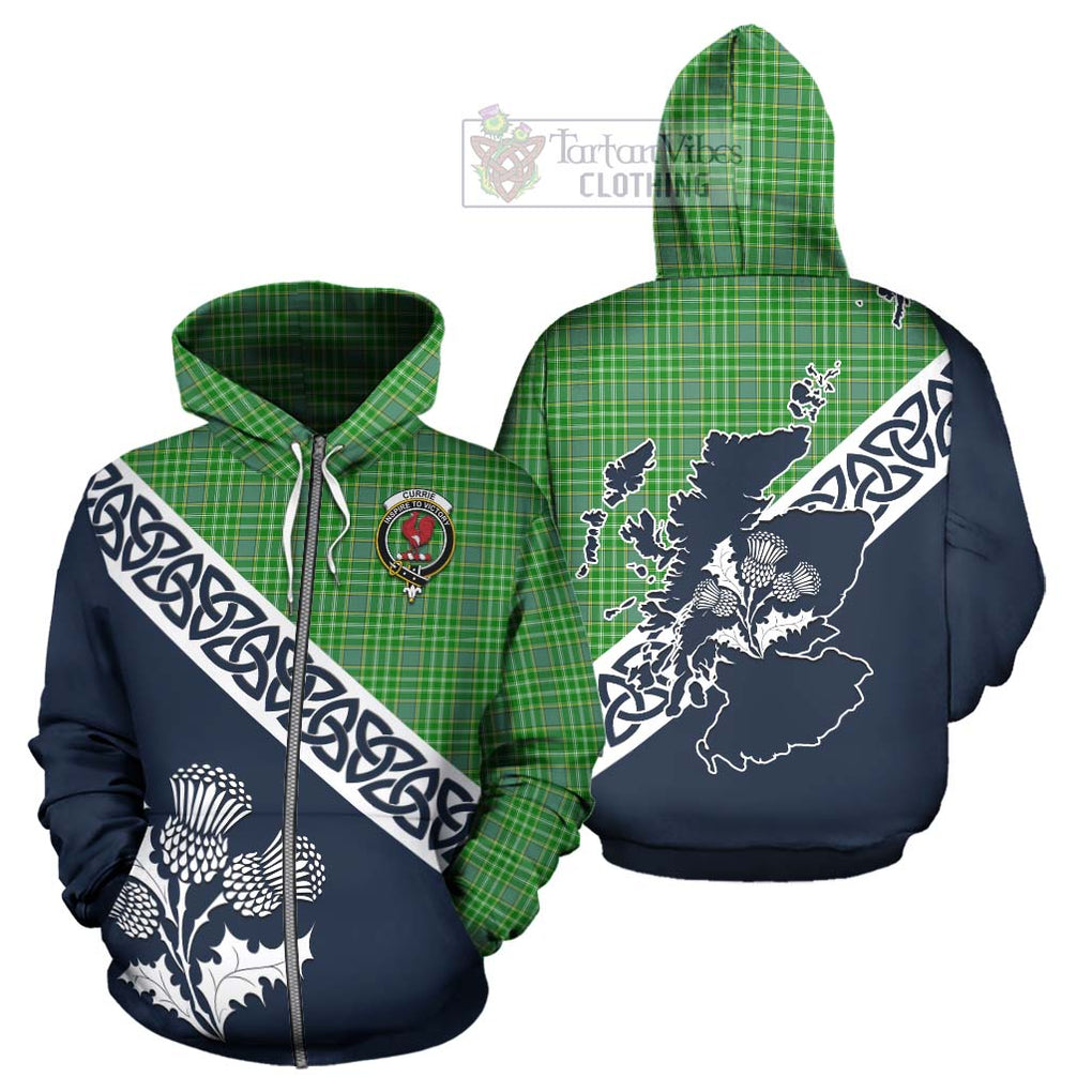 Tartan Vibes Clothing Currie Tartan Hoodie Featuring Thistle and Scotland Map