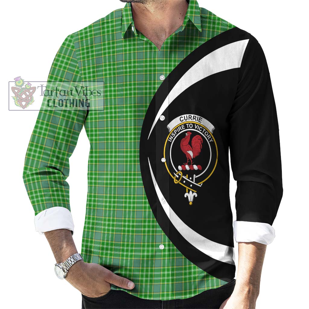 Tartan Vibes Clothing Currie Tartan Long Sleeve Button Up with Family Crest Circle Style