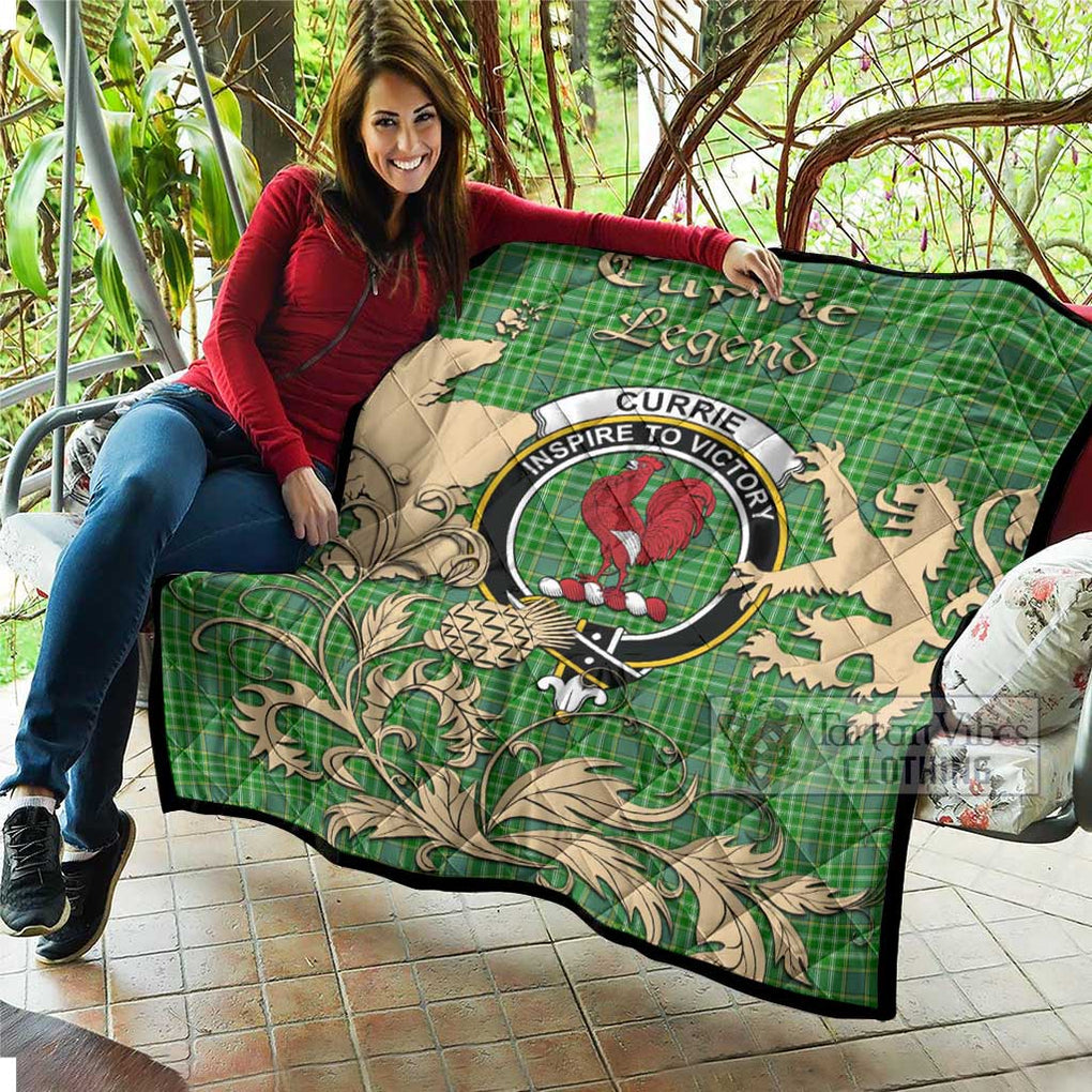 Tartan Vibes Clothing Currie Tartan Quilt with Family Crest and Scottish Symbol Style