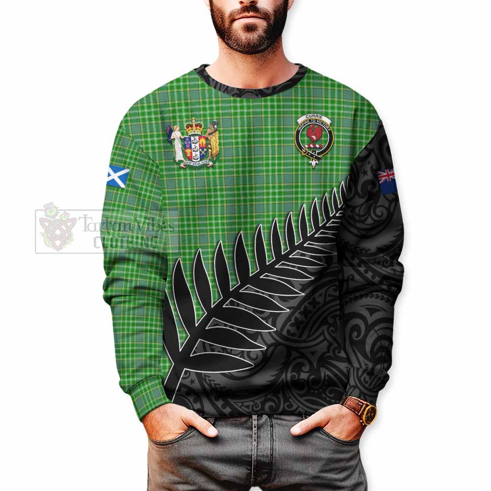 Tartan Vibes Clothing Currie Crest Tartan Sweatshirt with New Zealand Silver Fern Half Style