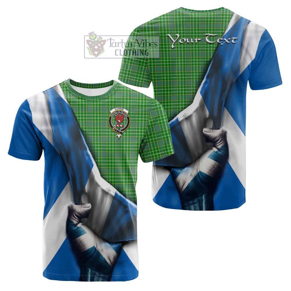 Tartan Vibes Clothing Currie Tartan Cotton T-shirt with Family Crest Scotland Patriotic Style