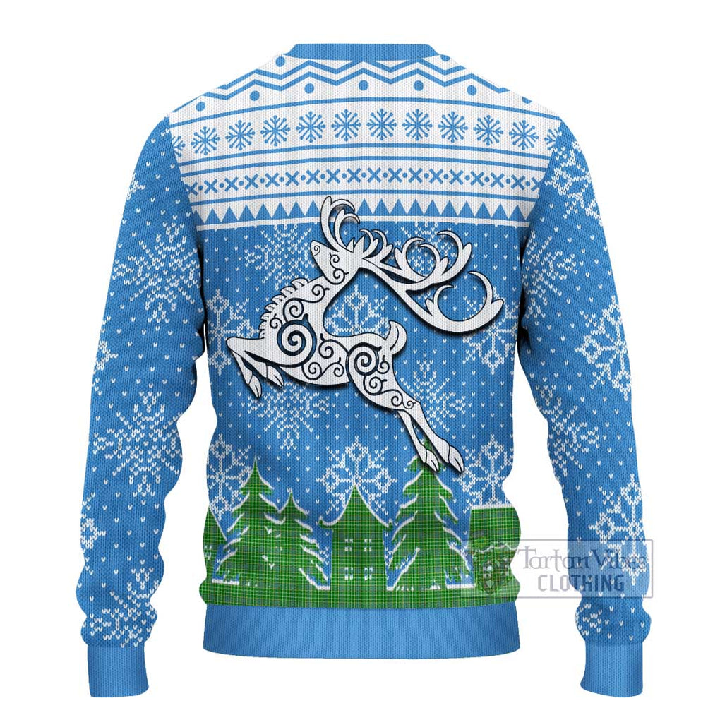 Tartan Vibes Clothing Currie Clan Christmas Ugly Sweater with Tartan and Celtic Raindeer Style