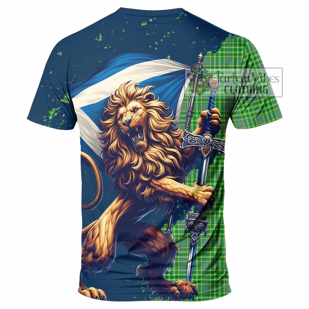 Tartan Vibes Clothing Currie Tartan Family Crest T-Shirt with Scottish Majestic Lion