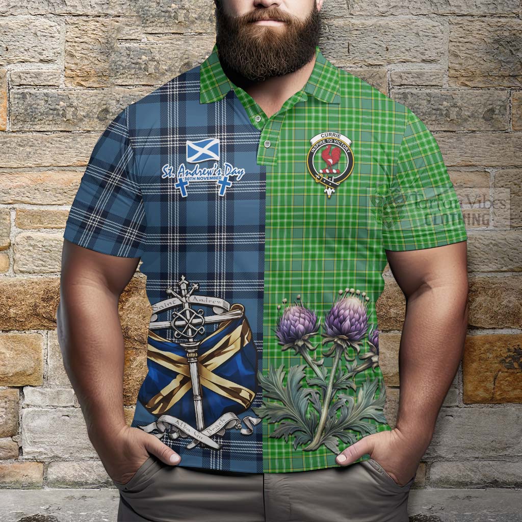 Tartan Vibes Clothing Currie Tartan Polo Shirt Happy St. Andrew's Day Half Tartan Style