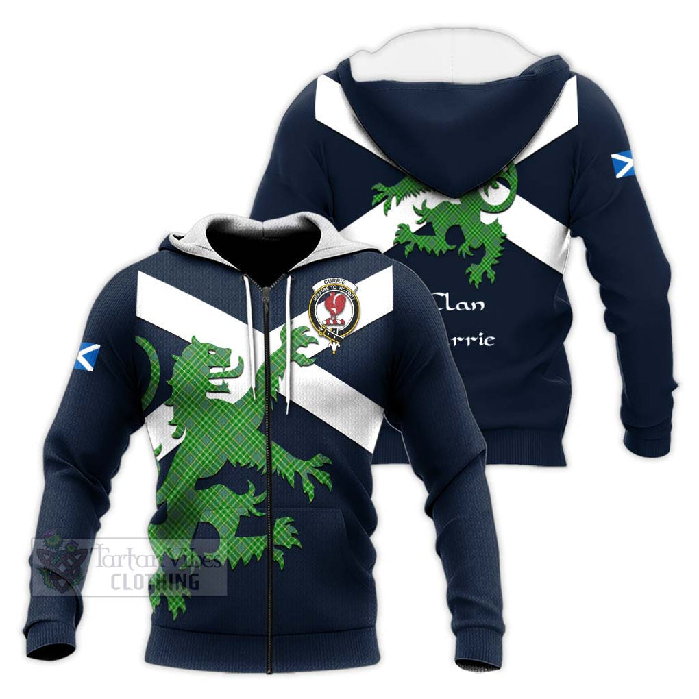 Tartan Vibes Clothing Currie Tartan Lion Rampant Knitted Hoodie – Proudly Display Your Heritage with Alba Gu Brath and Clan Name